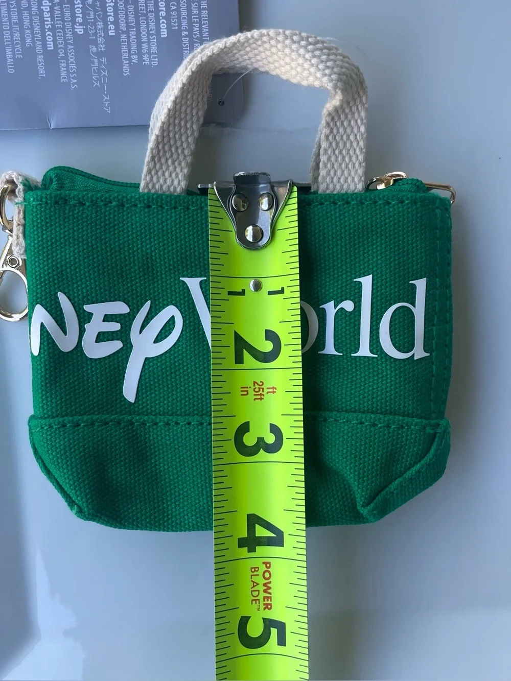 NWT Walt Disney World Logo Mania Mini/Micro Tote Bag Charm Keychain in Green